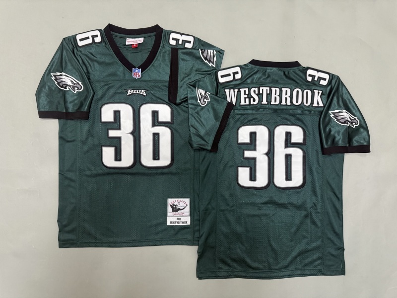 Men 2025 Philadelphia Eagles #36 Westbrook green Throwback Limited NFL Jersey style 001